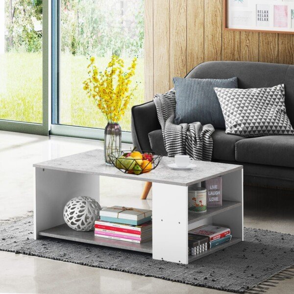 Medinis staliukas prie sofos 90x59x40 cm (Pilka)