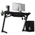 Ergonomiškas žaidimų stalas su RGB apšvietimu (Juoda)