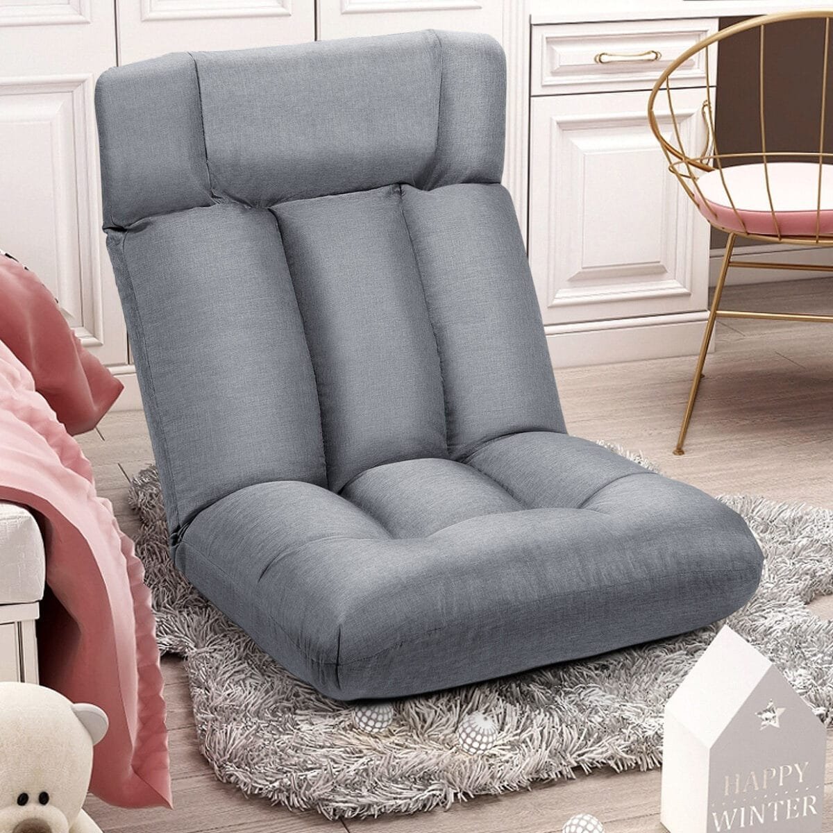 Reguliuojamas poilsio krėslas su penkiais kampais (Pilka)