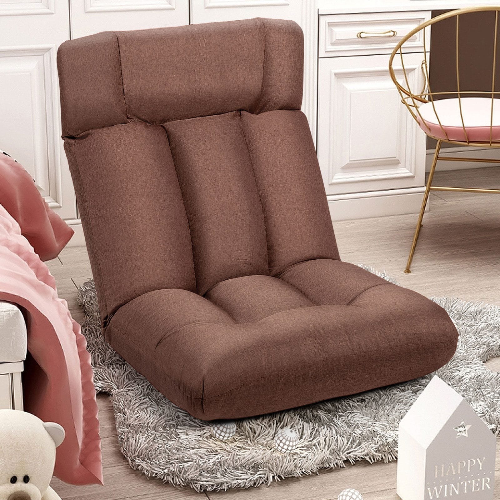 8_44_1 Reguliuojamas sulankstomas grindų krėslas (Ruda)