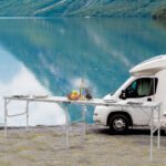 Sulankstomas aliuminio stalas 240x60 cm (Sidabrinė)