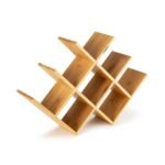 Bambuko vyno stovas 8 buteliams su lentyna stiklainiams (Natūrali)