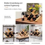 Bambuko vyno stovas 8 buteliams su lentyna stiklainiams (Natūrali)