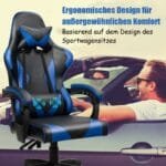 Ergonomiška žaidimų kėdė su reguliuojama nugaros atrama (Mėlyna)