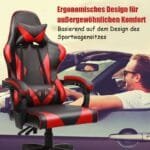 Ergonomiška žaidimų kėdė su reguliuojama atlošo atrama (Raudona)