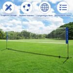 Nešiojamas reguliuojamo aukščio tinklinio ir badmintono tinklas (Mėlyna ir balta)