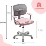 Ergonomiška vaikiška kėdė su reguliuojamu aukščiu ir ratukais (Rožinė)