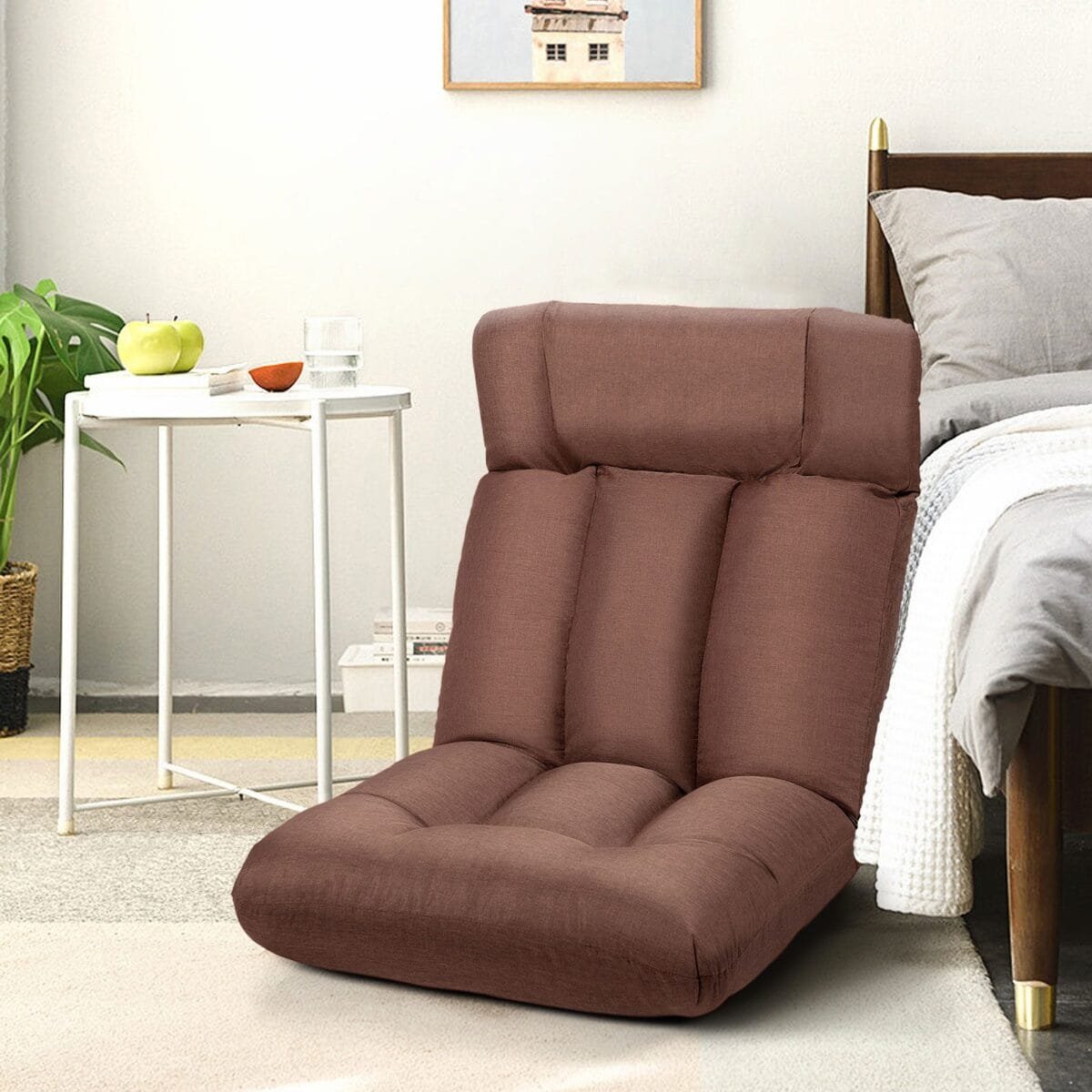 Reguliuojamas sulankstomas grindų krėslas (Ruda)