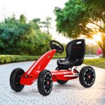 Vaikų kartingas su reguliuojama sėdyne ir pedalais (Raudona)