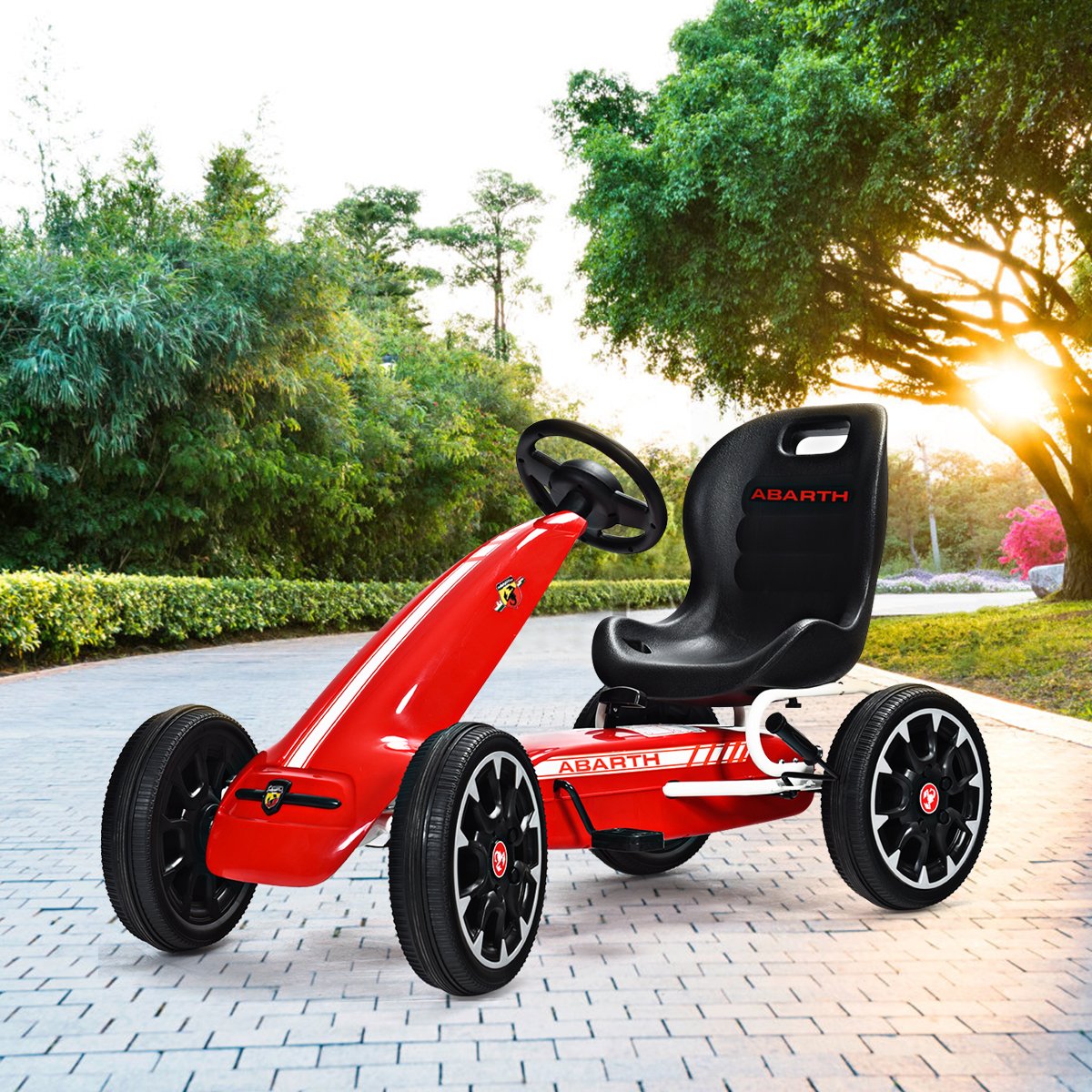 9_42_36 Vaikų kartingas su reguliuojama sėdyne ir pedalais (Raudona)