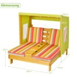 Medinis lauko krėslas dviem vaikams su markize ir puodelių laikikliais (Spalvotas)