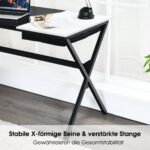 Darbinis stalas su šonine kišene ir stalčiumi 120 cm (Juoda ir balta)