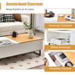 Aukštį reguliuojamas kavos staliukas su papildomu stalčiumi ir metaliniu rėmu (Balta)