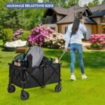 Sulankstomas universalus vežimėlis su reguliuojama rankena (Juoda)