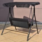 Dvietės Sodo Sūpynės-Sofa su Stogeliu (Juoda)