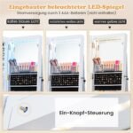 Kompaktiškas papuošalų stovas su veidrodžiu ir LED apšvietimu (Balta)