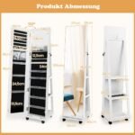 Kompaktiškas papuošalų stovas su veidrodžiu ir LED apšvietimu (Balta)