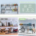 Dvipusis virtuvės indų džiovinimo stovas reguliuojamo pločio (Juoda)