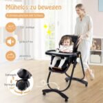 Reguliuojama kūdikio kėdutė su ratukais (Juoda)