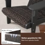 HDPE ir ratano lauko kėdė su puodelių laikikliu (Juoda)