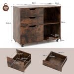 Mobilus biuro konteineris su trimis stalčiais ir atviromis lentynomis (Rustikali ruda)