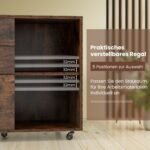 Mobilus biuro konteineris su trimis stalčiais ir atviromis lentynomis (Rustikali ruda)