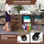 Mobilus biuro konteineris su trimis stalčiais ir atviromis lentynomis (Rustikali ruda)