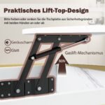 Aukštyje reguliuojamas kavos staliukas su pakeliamu stalviršiu ir paslėpta daiktadėže (Balta)