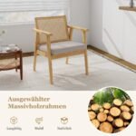 Valgomojo kėdžių komplektas su natūralaus rotango atlošu ir nuimamu užvalkalu (Natūrali)