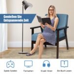 Komfortiška supama kėdė su paminkštinimu ir natūralaus medžio rėmu (Mėlyna)