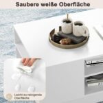 Balto svetainės staliuko su atviromis lentynomis ir talpia saugykla (Balta)