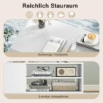 Balto svetainės staliuko su atviromis lentynomis ir talpia saugykla (Balta)