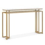 Konsolinis staliukas su dirbtinio marmuro stalviršiu ir metaliniu rėmu (Auksinė)