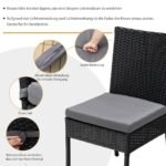 Sodo kėdžių komplektas su minkštomis pagalvėlėmis (Juoda)