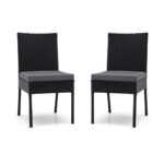 Sodo kėdžių komplektas su minkštomis pagalvėlėmis (Juoda)