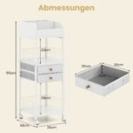 Kosmetikos laikymo vežimėlis su stalčiais ir ratukais (Balta)