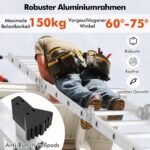 Daugiafunkcinės aliuminio sulankstomos kopėčios 4 6 m su saugiu užfiksavimo vyriu (Sidabrinė)