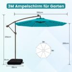 Tiesus skėtis nuo saulės su LED apšvietimu ir pamatu (Turkio)