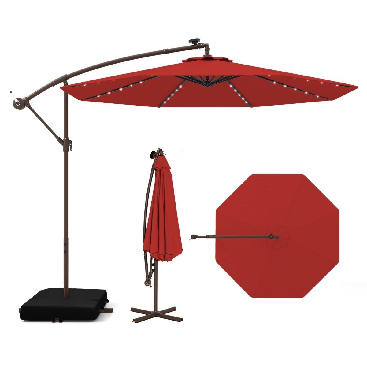 ampelschirm-12623_8_ Skėtis nuo saulės su LED apšvietimu ir UV spindulių apsauga (Raudona)