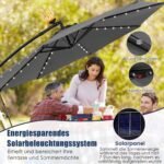300 cm konsolinis skėtis su 40 LED saulės lempučių ir rankenėle (Pilka)