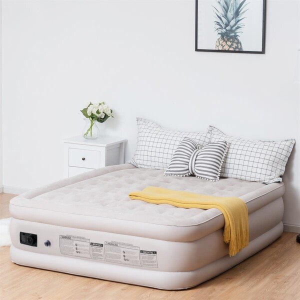 Pripučiamas čiužinys su elektrine pompa Queen dydžio (Smėlio)