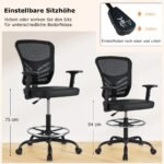 Ergonomiška biuro kėdė su reguliuojamu aukščiu ir atlenkiamomis ranktūrio atramomis (Juoda)