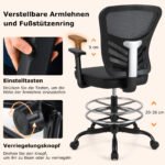 Ergonomiška biuro kėdė su reguliuojamu aukščiu ir atlenkiamomis ranktūrio atramomis (Juoda)