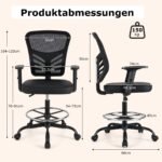 Ergonomiška biuro kėdė su reguliuojamu aukščiu ir atlenkiamomis ranktūrio atramomis (Juoda)