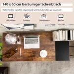 Darbo stalas su lentynomis 140 cm (Natūrali ruda)