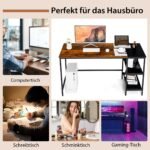 Darbo stalas su lentynomis 140 cm (Natūrali ruda)