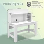 Darbo stalas su lentynomis (Balta)