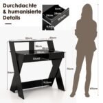 Kompiuterio stalas su monitoriaus pakėlimu ir stalčiumi (Juoda)