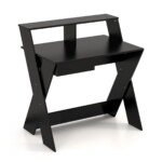Kompiuterio stalas su monitoriaus pakėlimu ir stalčiumi (Juoda)