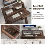 Ergonomiškas rašomasis stalas su monitoriaus pakylėjimu ir stalčiumi (Ruda)